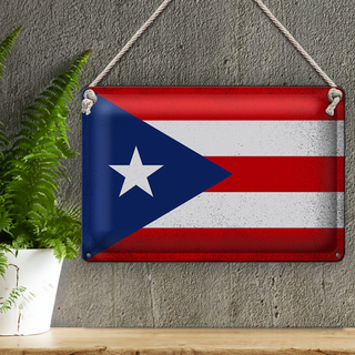 Blechschild Flagge Puerto Rico 30x20cm Puerto Rico Vintage
