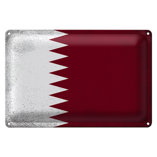 Blechschild Flagge Katar 30x20cm Flag of Qatar Vintage