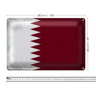 Blechschild Flagge Katar 30x20cm Flag of Qatar Vintage