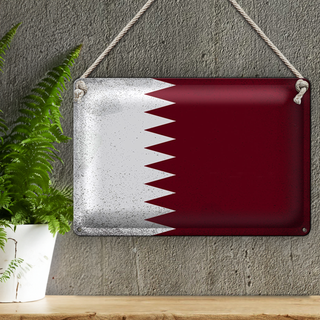 Blechschild Flagge Katar 30x20cm Flag of Qatar Vintage