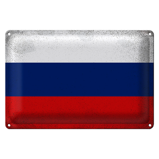 Blechschild Flagge Russland 30x20cm Flag of Russia Vintage