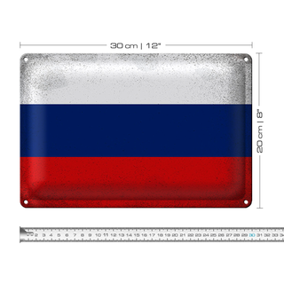 Blechschild Flagge Russland 30x20cm Flag of Russia Vintage