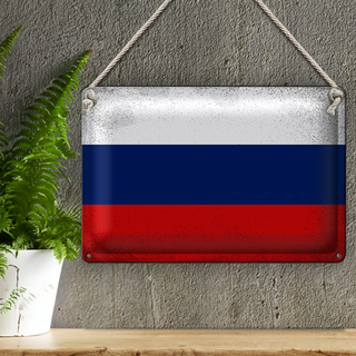 Blechschild Flagge Russland 30x20cm Flag of Russia Vintage