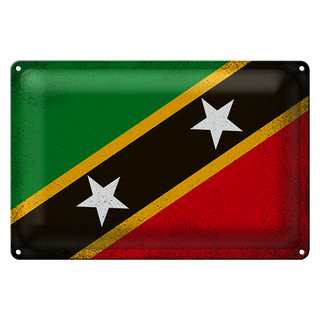 Blechschild Flagge St. Kitts und Nevis 30x20cm Flag Vintage