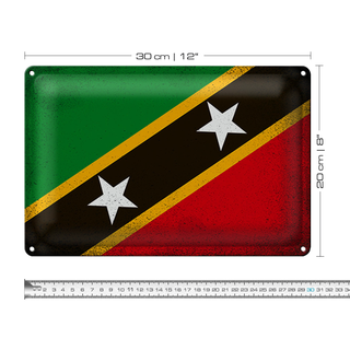 Blechschild Flagge St. Kitts und Nevis 30x20cm Flag Vintage