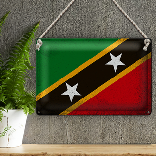 Blechschild Flagge St. Kitts und Nevis 30x20cm Flag Vintage