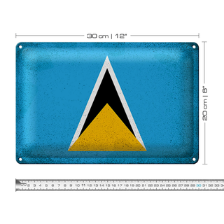 Blechschild Flagge Saint Lucia 30x20cm Saint Lucia Vintage