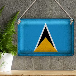 Blechschild Flagge Saint Lucia 30x20cm Saint Lucia Vintage