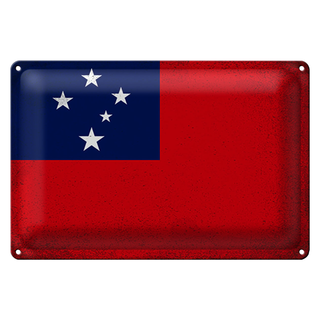 Blechschild Flagge Samoa 30x20cm Flag of Samoa Vintage