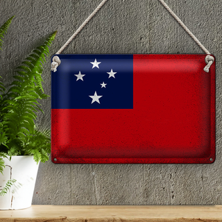 Blechschild Flagge Samoa 30x20cm Flag of Samoa Vintage