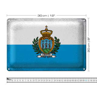 Blechschild Flagge San Marino 30x20cm San Marino Vintage