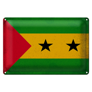 Blechschild Flagge São Tomé und Príncipe 30x20cm Vintage