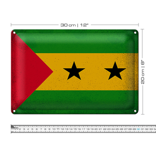 Blechschild Flagge São Tomé und Príncipe 30x20cm Vintage
