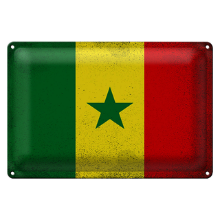 Blechschild Flagge Senegal 30x20cm Flag of Senegal Vintage