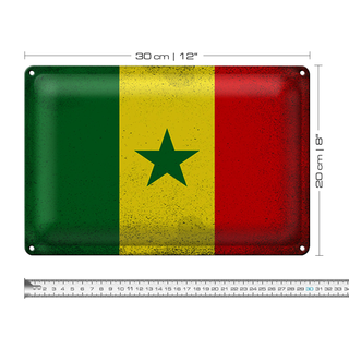 Blechschild Flagge Senegal 30x20cm Flag of Senegal Vintage