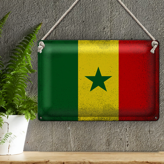 Blechschild Flagge Senegal 30x20cm Flag of Senegal Vintage