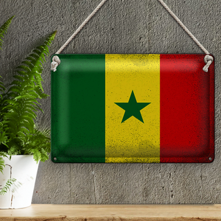 Blechschild Flagge Senegal 30x20cm Flag of Senegal Vintage