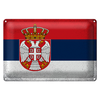 Blechschild Flagge Serbien 30x20cm Flag of Serbia Vintage