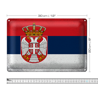 Blechschild Flagge Serbien 30x20cm Flag of Serbia Vintage
