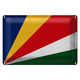 Blechschild Flagge Seychellen 30x20cm Seychelles Vintage