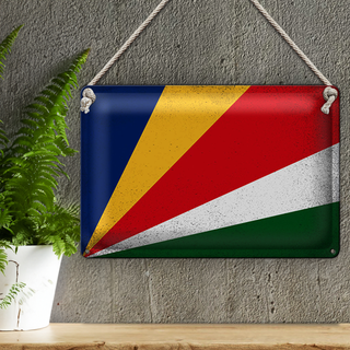 Blechschild Flagge Seychellen 30x20cm Seychelles Vintage