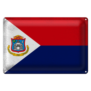 Blechschild Flagge Sint Maarten 30x20cm Flag Vintage