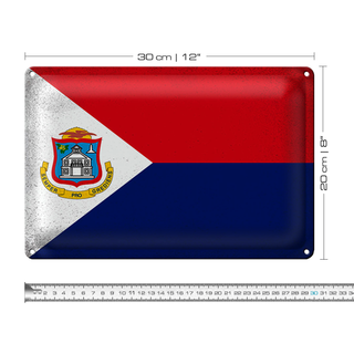 Blechschild Flagge Sint Maarten 30x20cm Flag Vintage