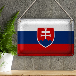 Blechschild Flagge Slowakei 30x20cm Flag Slovakia Vintage