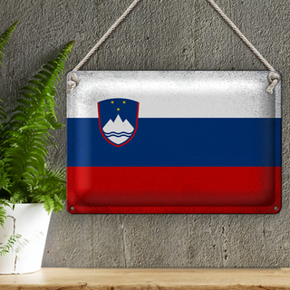 Blechschild Flagge Slowenien 30x20cm Flag Slovenia Vintage