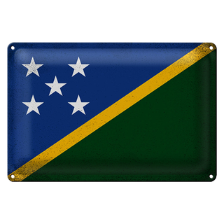 Blechschild Flagge Salomonen 30x20cm Solomon Islands Vintag