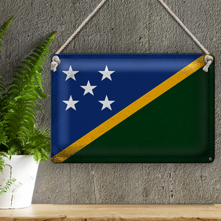 Blechschild Flagge Salomonen 30x20cm Solomon Islands Vintag