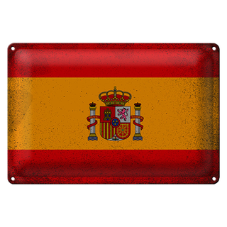 Blechschild Flagge Spanien 30x20cm Flag of Spain Vintage