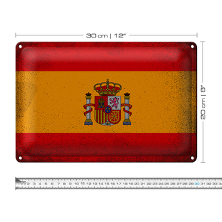 Blechschild Flagge Spanien 30x20cm Flag of Spain Vintage