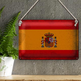Blechschild Flagge Spanien 30x20cm Flag of Spain Vintage
