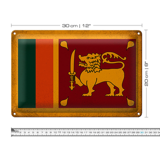 Blechschild Flagge Sri Lanka 30x20cm Flag Sri Lanka Vintage