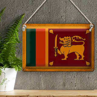 Blechschild Flagge Sri Lanka 30x20cm Flag Sri Lanka Vintage