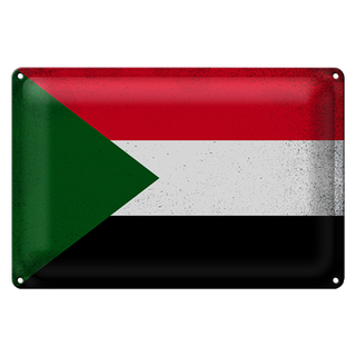 Blechschild Flagge Sudan 30x20cm Flag of Sudan Vintage