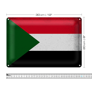 Blechschild Flagge Sudan 30x20cm Flag of Sudan Vintage