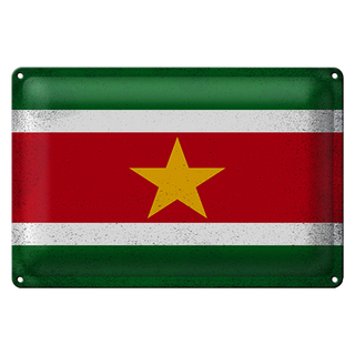 Blechschild Flagge Suriname 30x20cm Flag Suriname Vintage