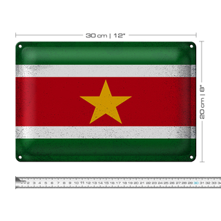 Blechschild Flagge Suriname 30x20cm Flag Suriname Vintage