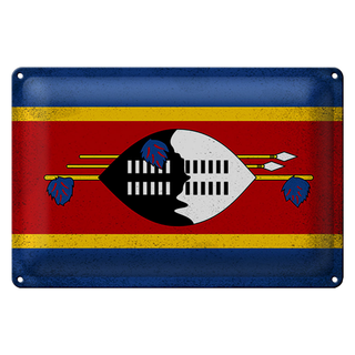 Blechschild Flagge Swasiland 30x20cm Flag Eswatini Vintage