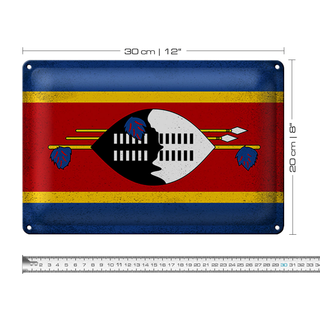 Blechschild Flagge Swasiland 30x20cm Flag Eswatini Vintage