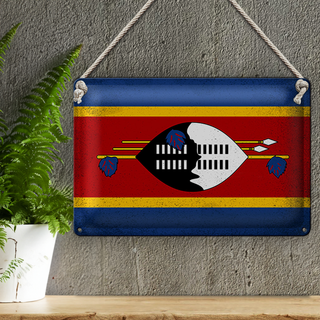 Blechschild Flagge Swasiland 30x20cm Flag Eswatini Vintage