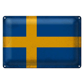 Blechschild Flagge Schweden 30x20cm Flag of Sweden Vintage