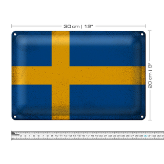 Blechschild Flagge Schweden 30x20cm Flag of Sweden Vintage