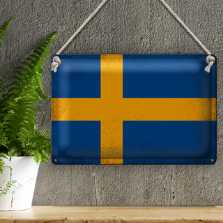 Blechschild Flagge Schweden 30x20cm Flag of Sweden Vintage