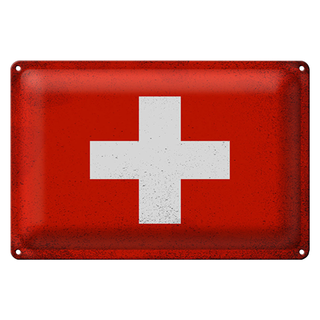 Blechschild Flagge Schweiz 30x20cm Flag Switzerland Vintage