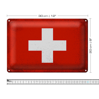 Blechschild Flagge Schweiz 30x20cm Flag Switzerland Vintage