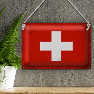 Blechschild Flagge Schweiz 30x20cm Flag Switzerland Vintage