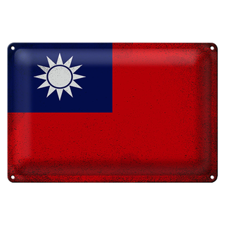 Blechschild Flagge China 30x20cm Flag of Taiwan Vintage